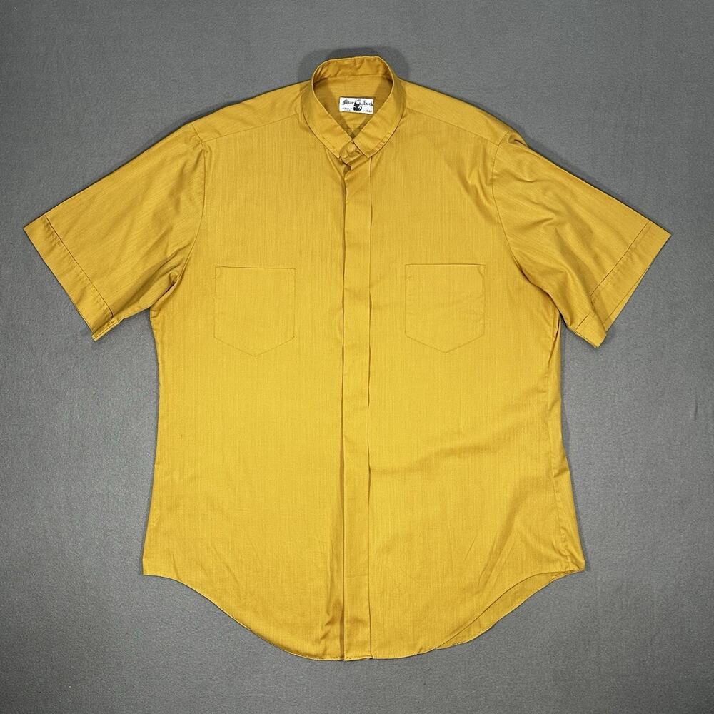 Friar Tuck Made In USA Short Sleeve Button Up Shirt Brown Size 16.5/XL Vintage